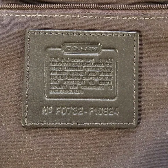 Coach Signature Logo Suede Womens Brown Tan Hobo Shoukder Bag Purse F0732-F10924 - Picture 9 of 12